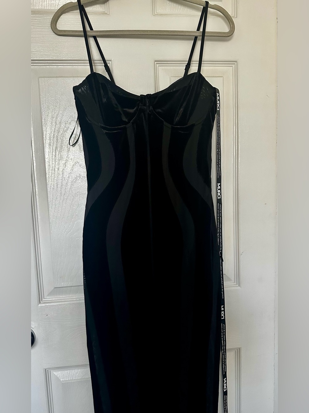 Murci Scandal Black Velvet Panelled Maxi Dress - Size 6 - Picture 3 of 9